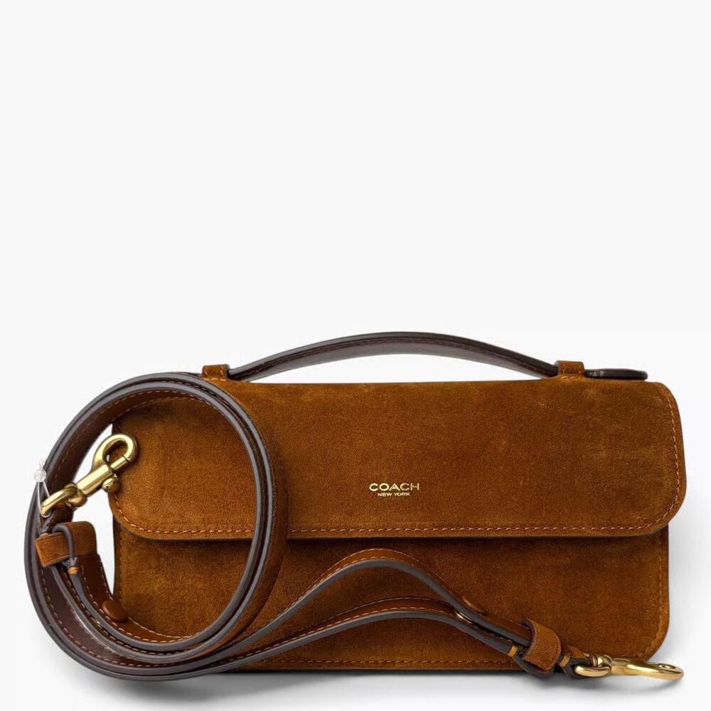 Coach Elora Brown Suede Crossbody Top Handle Bag Fall Boho NWT